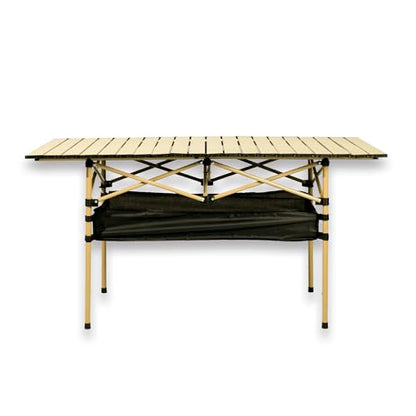 Outdoor Folding Table, 7.93LBS Ultralight Camping Table with Built-in Storage & Carry Bag, 225LBS Heavy Duty Aluminum Tabletop Carbon Steel Frame for Camping, Picnic, Beach, BBQ - color: Yellow
