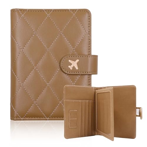 Melsbrinna Rfid Passport Holder for Travel women/Men, Cute Passport Wallet Rfid Blocking Card Slots, Rfid Passport Cover/CaseTravel Wallet, Passport Book Holder (1, LG KHAKI) - color: LG KHAKI