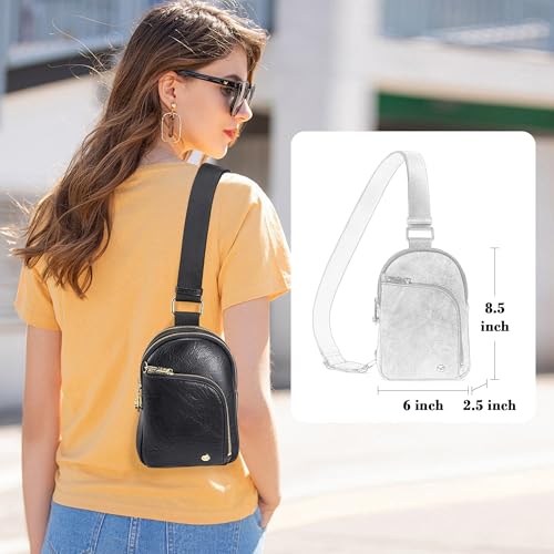 INICAT RFID Blocking Sling Bag, Anti Theft Crossbody Bag for Women Compact Travel Purses Leather - color: Black Anti Theft