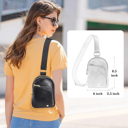 INICAT RFID Blocking Sling Bag, Anti Theft Crossbody Bag for Women Compact Travel Purses Leather - color: Black Anti Theft