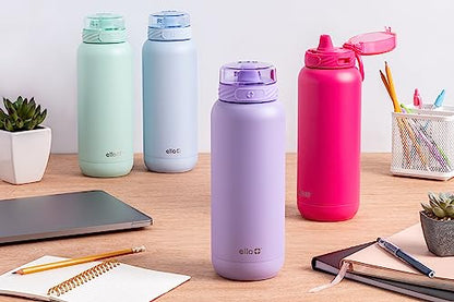 Ello Cooper 32oz Stainless Steel Water Bottle with Straw and Carry Handle, Double Walled and Vacuum Insulated Metal, Leak Proof Locking Lid with Soft Silicone Spout, Reusable, BPA Free, Lilac - color: Lilac, size: 32 Ounces