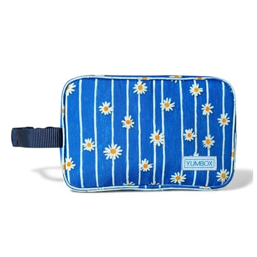 Yumbox Chill Snack Bags with 2 Removable Gel Ice Packs, Flexible Cooling, Insulated Lunch Bag, Wipe Clean fabric, Lined, Zipper Closure, Buckle Strap, Daisy Print - color: Daisies