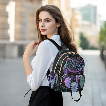 Women Fashion Backpack Purse Casual Lightweight Travel Shoulder Bag Dreamcatcher Rucksack Ladies Bag, Small - color: Dreamcatcher, size: Small