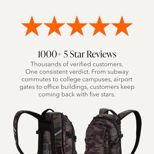 SWISSGEAR City Pack Backpack, Slim Profile, Camo/Green,15.9L, 18-Inch - color: Camo/Green