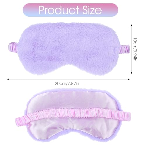 2 Pcs Plush Eye Mask Soft Sleeping Blindfold Eye Cover Comfortable Furry Faux Fur Sleeping Mask Satin Nap Night Eyeshade Cover for Women Men Gift (Rose, Violet) - color: Rose&violet
