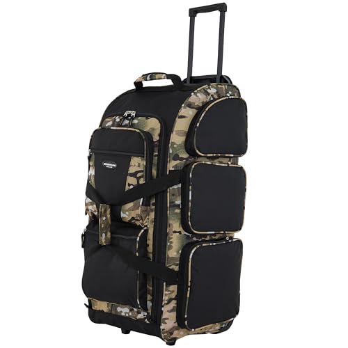 Travelers Club Xpedition 30 Inch Multi-Pocket Upright Rolling Duffel Bag - color: Camo