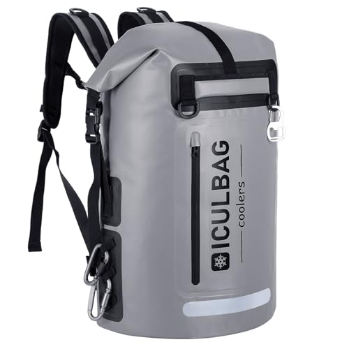 48cans Large Cooler Backpack Insulated Waterproof for Men Women Insulated Backpack Cooler Leak Proof Waterproof for 12 Hours Cooling for Camping Picnic Hiking Beach Travel Kayaking - color: Gray