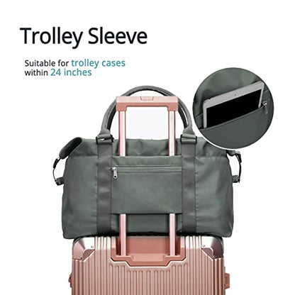 Travel Gym Bag for Women, LANBX Tote Bag Carry on Luggage Sport Duffle Weekender Overnight Bags with Wet Pocket (B-Olive Green) - color: B-Olive Green