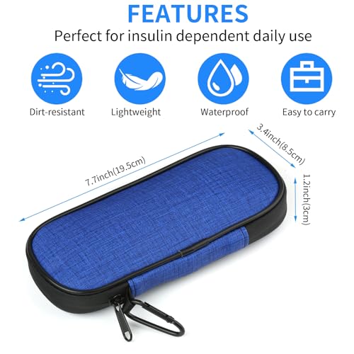 GERMUN Insulin Pen Cooler Travel Case with 2 Reusable TSA Approved Ice Packs, Diabetic Medication Insulated Cool Organizer Bag for Insulin Pens and Other Diabetic Supplies Storage (Blue) - color: Blue