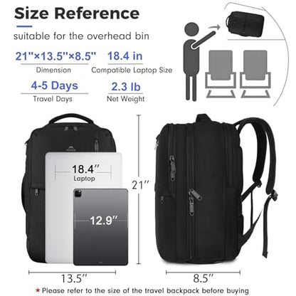 MATEIN Extra Large 45L Travel Laptop Backpack, Airline Approved Carry on Backpack with Shoe Compartment, Water Resistant Luggage College Overnight Weekender Travel Bag Fit 18" Laptop, Black - color: Black, size: XX-Large