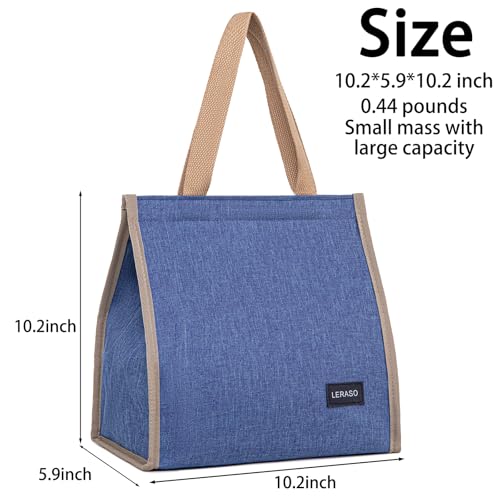 Insulated Lunch Bag for Work, 10.2"x5.9"x10.2" Oxford Waterproof Striped Canvas Tote Bag - color: Blue
