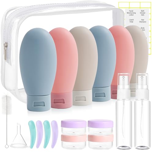 DEWSENSI 20 Pack Travel Bottles Set for Toiletries, TSA Approved Leak Proof Travel Size Containers Kit Portable Refillable Travel Accessories for Shampoo Conditioner Lotion Liquids (Multicolor A) - color: Multicolor A