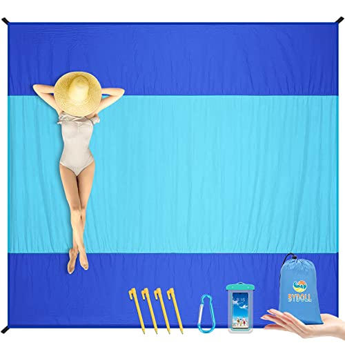 BYDOLL Nylon Beach Blanket Waterproof Sandproof Oversized 10'x9' Suits 1-8 Adults Sand Free Extra Large Blanket Lightweight Soft Picnic Mat for Beach Travel Camping - color: Blue2, size: 10'X 9'