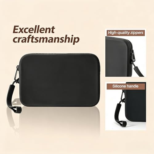 Small Silicone Multifunctional Essential Bag Portable Travel Makeup Bag for Women Men Cards Cash Bag Zipper Pouch (Black) - color: Black