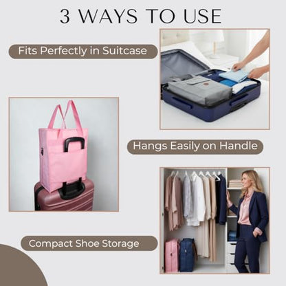 Shoe Bag for Travel, Portable Shoe Organizer, Storage Bag, Shoe Tote Bag for Women and Men - style: Pink