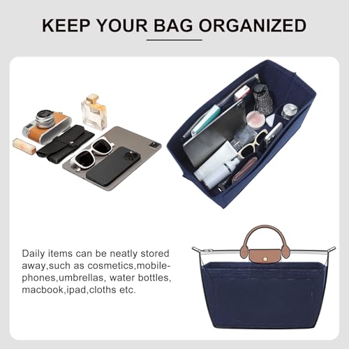 Purse Organizer Insert Compatible with Longchamp Le Pliage L Travel Bag, Blue/LB - color: Blue, size: L Travel Bag