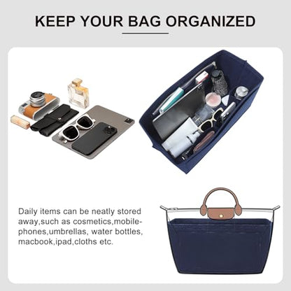 Purse Organizer Insert Compatible with Longchamp Le Pliage L Travel Bag, Blue/LB - color: Blue, size: L Travel Bag