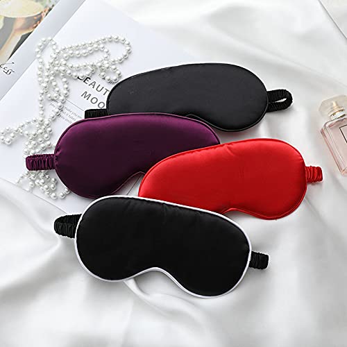 Silk Satin Sleeping Eye Mask, Red Sleep Eye Night Blindfold for Women and Men, Soft Breathable Blackout Eyeshade Eye Cover for Travel, Wedding Bridesmaid Gift - color: Red