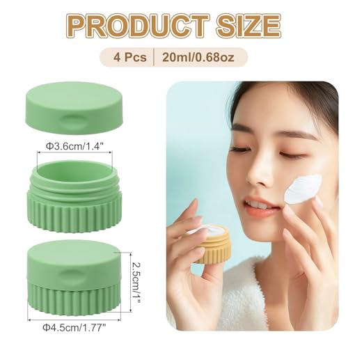 uxcell 4pcs Travel Containers for Toiletries, 0.68oz 20ml Small Silicone Cream Jars Leak-proof Travel Essentials with Lid for Cosmetic Body Skin Cream, Grass Green - color: Grass Green