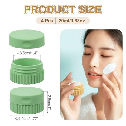 uxcell 4pcs Travel Containers for Toiletries, 0.68oz 20ml Small Silicone Cream Jars Leak-proof Travel Essentials with Lid for Cosmetic Body Skin Cream, Grass Green - color: Grass Green