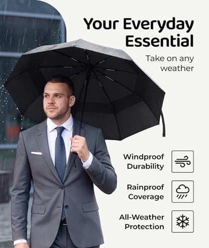 Repel Windproof Travel Umbrella - Compact & Withstands Winds up to 100MPH , Strongest Premium Auto Folding Umbrella for Rain and Sun - Durable, Light & Portable for Women & Men , Fits Backpack & Cars - color: 02. Black (2 Pack)