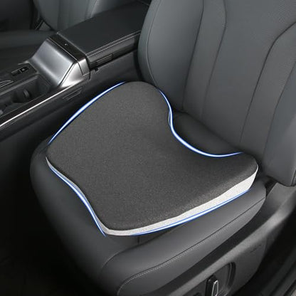 2 in 1 Car Seat Cushions or Lumbar Support Pillow for Driving, Memory Foam Truck Seat Pad for Office Chair, Sciatica & Lower Back Pain Relief, Grey