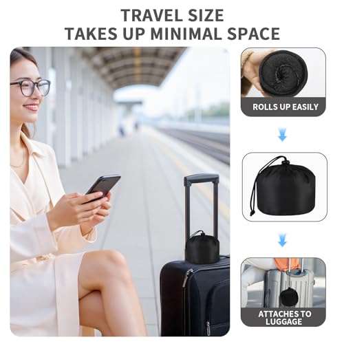 3-in-1 Memory Foam Travel Neck Pillow – Adjustable, Machine Washable & Portable for Airplane, Car, Office – Converts to Scarf & Eye Mask – Ultimate Neck Support for Long Flights - color: Bw, size: Small