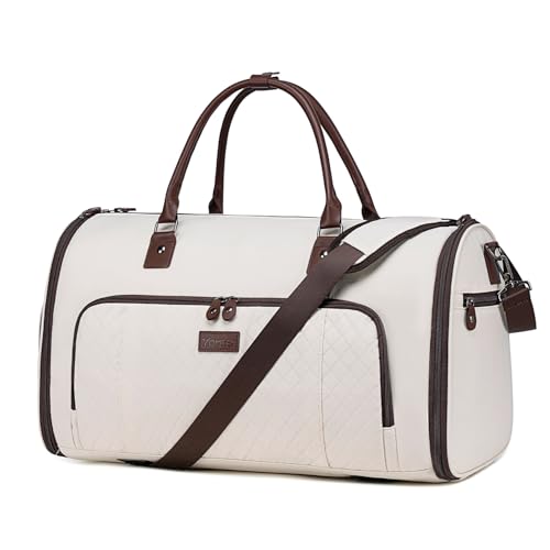 Convertible Garment Bags for Travel, Carry On Garment Duffle Bags for Women, Garment Bag with Shoes Compartment, 2 in 1 Travel Suit Bag with Detachable Shoulder Strap (Beige-New) - color: Beige-New