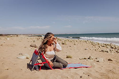 PICNIC TIME Beachcomber Portable Lounger - Soft Beach Mat & Chair - Blue Pinstripe - color: Blue Pinstripe