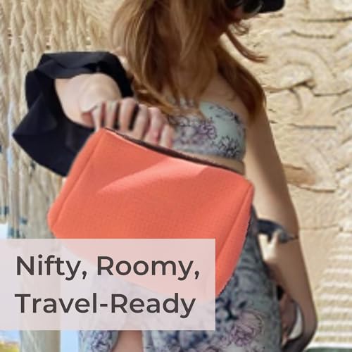 POPUPS Large Makeup Bag with Zipper - Waterproof Neoprene Cosmetic Bag 7.7 x 10.75 x 5 inches - Pouch Blushing Pink - color: Basic Blushing-Pink