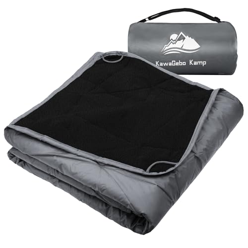 Large Outdoor Waterproof Blanket Extra Thick Fleece Stadium Blanket for Camping, Car, Pet, Picnics - Windproof, Wearable, Machine Washable 80" x 58" (Smoky Gray) - color: Smoky Gray
