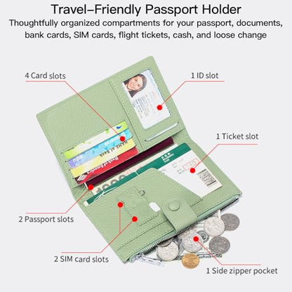 Genuine Leather RFID Blocking Passport Holder Wallet, Multi-Functional Travel Document Organizer with SIM Card Slots (Yellow) - color: Yellow