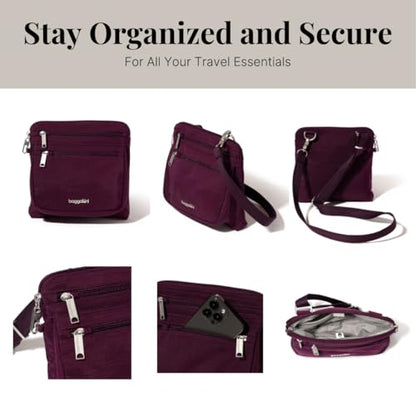 Baggallini Securtex Anti-Theft Crossbody - color: Mulberry