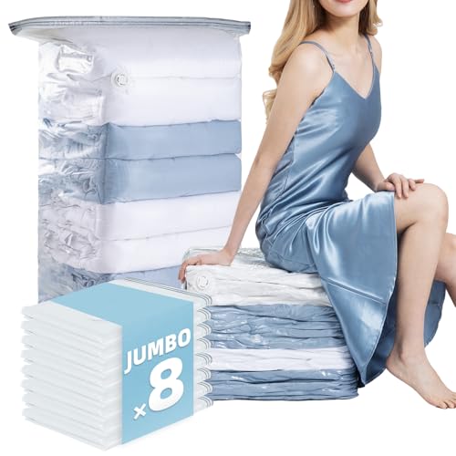 8 Pack Vacuum Storage Bags, Jumbo Cube 31x40x15 Inch, Extra Large Vacuum Seal Bgas for Comforters, Blankets, Pillow, Quilts, Space Saver Clost Oragnization, Clear - color: Clear, size: 8 Jumbo