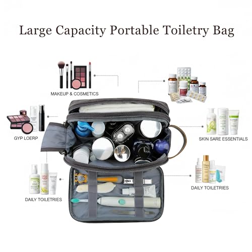 2Pack Men's Toiletry Bags Pu,Travel Toiletry Organizer, Waterproof Shaving Kit Pouch For storing daily essentials like toiletries and cosmetics,Black (Canvas Grey) - color: Canvas Grey