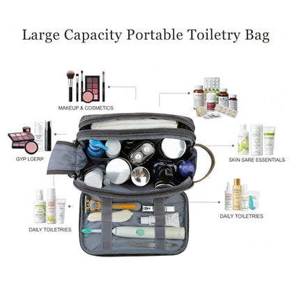 2Pack Men's Toiletry Bags Pu,Travel Toiletry Organizer, Waterproof Shaving Kit Pouch For storing daily essentials like toiletries and cosmetics,Black (Canvas Grey) - color: Canvas Grey