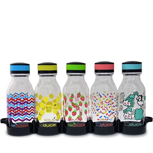 REDUCE WaterWeek Refillable Water Bottles, 14 oz - Includes 5 WaterWeek Leak Proof Tritan Reusable Water Bottles - Includes Fridge Tray - Berry Fun - color: Berry Fun, size: 14 Ounces