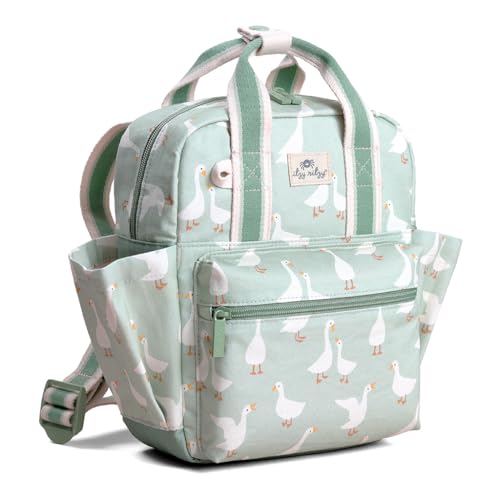Itzy Ritzy Toddler Backpack - Daycare Bag - Features Adjustable Shoulder Straps, 2 Side Pockets & Spacious Interior with Wipeable Fabric Lining & Name Label, Goose - color: Goose