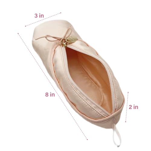 Ballet Dance Shoe Makeup Bag For Little Girls, Ballerina Slipper Makeup Pouch Bag, Ballet Pointe Shoes Gifts (Pink) - color: Pink