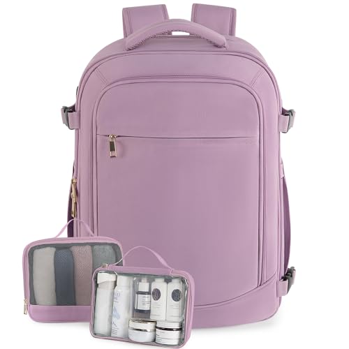 Rinlist Carry on Backpack, Flight-approved Backpack for Traveling, 40L Personal Item Travel Backpack, Purple - color: Purple