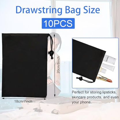 10-Pack Drawstring Bags with Toggle Closure - Lightweight & Durable Nylon Gym Bags for Sports, Travel and Daily Use - size: 7 x 8 Inch