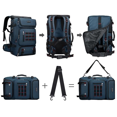 WITZMAN Carry on Travel Backpack for Men Women Airline Approved Convertible Nylon Duffle Backpack Luggage Bag (B682 Blue) - color: 04.blue