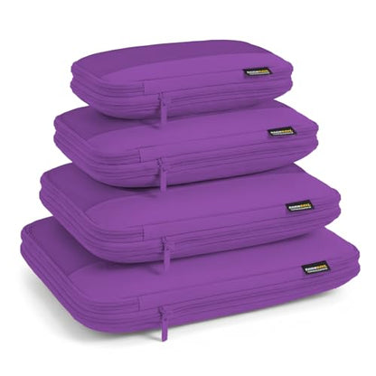 4 Piece Compression Packing Cubes for 3–7 Day Travel, Space Saving Travel Organizers with Breathable Mesh, Double-Zipper Packing Cubes for Carry-On & Suitcases (Purple) - color: Purple