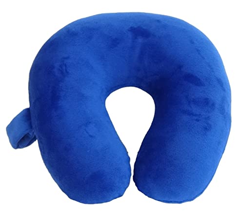 Wolf Essentials Kids Travel Neck Pillow - Cozy Soft Microfiber, Compact Design for Airplane, Car Seat, or Toddler Travel Support – Blue - color: Blue, size: Kid