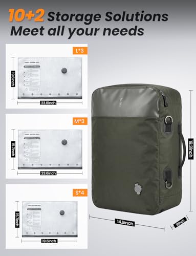 48L No pump Vacuum Seal Bags for Travel - TPU & Clear Compression Bags for Luggage | Reusable Space Saver,Green