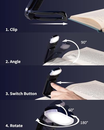 HEMONNKAM Book Reading Light, Rechargeable Clip on Booklight, Eye Caring 3 Color Temperatures & 5 Brightness Levels, Night Use for Bed, Long Lasting, Reading at Night in Bed, Deep Blue - color: Deep Blue