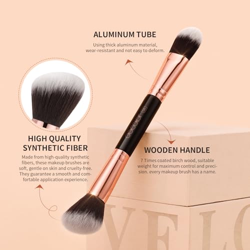 Docolor Double Sided Makeup Brushes, 6Pcs Double Ended Eyeshadow Brush Set Professional Eye Makeup Brushes Set Foundation Eyeshadow Blending Eyebrow Travel Make Up Brushes Kits - color: 6 Pcs