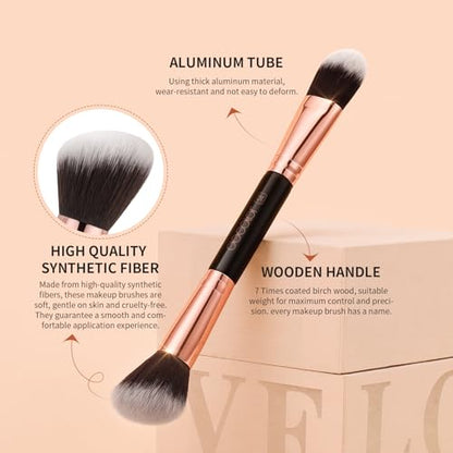 Docolor Double Sided Makeup Brushes, 6Pcs Double Ended Eyeshadow Brush Set Professional Eye Makeup Brushes Set Foundation Eyeshadow Blending Eyebrow Travel Make Up Brushes Kits - color: 6 Pcs