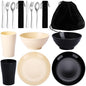 Kyraton Camping Utensils - Travel & Picnic Mess Kit, Silverware Set Includes Knife, Spoon, Fork, Cup, Bowl, Plate - Camping Essentials for 2 - color: B. 2 Person