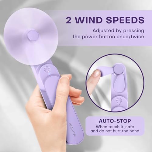 Portable mini handheld Fan, small Rechargeable Personal Fan for 9-15 Hours Runtime, Pocket Design for Travel/Women Essentials/vacation/beach/vacation/airplane/disney - color: Purple
